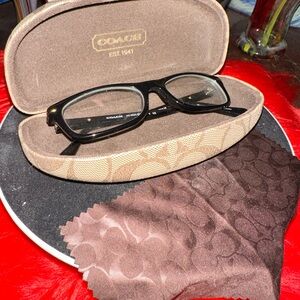 Coach snap sunglass case, Coach sunglasses, Coach glass wipe cloth